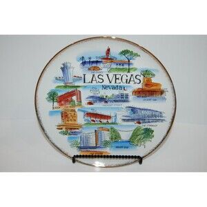Souvenir Plate From Las Vegas Nevada Hotels Stardust Sahara Tropicana Casinos